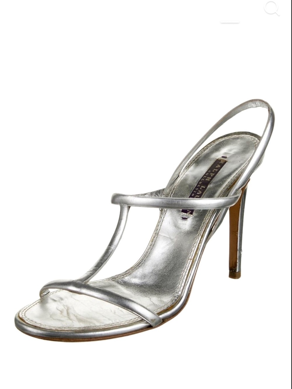 Ralph Lauren Collection Purple Label Silver SlingbackHeels Sandals Size 8B
